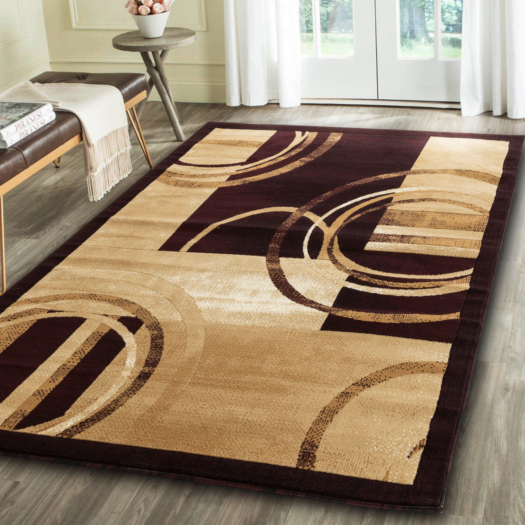 Orren Ellis Delana Abstract Burgundy/Cream Area Rug & Reviews Wayfair