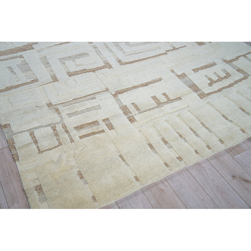 Calexico Wool Abstract Area Rug in Beige/Ivory, Rectangle 12' x 15'