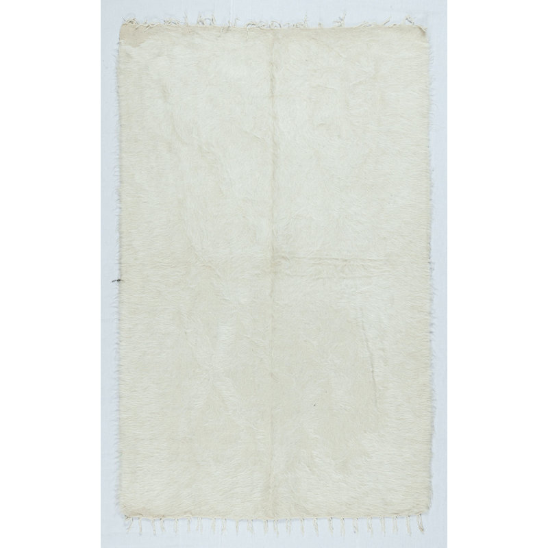 Nouveau tapis kilim tissé à plat en laine de chèvre, couvre-lit crème uni, Rectangle 9 pi 2 po x 14 pi 7 po