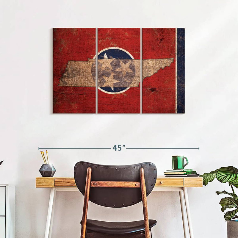 «State Map Over Tennessee Flag», reproduction sur toile, H 24 po x l 38 po x P 1,25 po