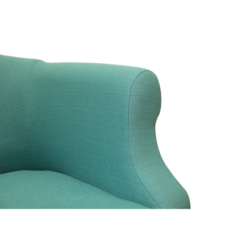 Fauteuil demi-tonneau en polyester Adea, Klein en tissu natté paon