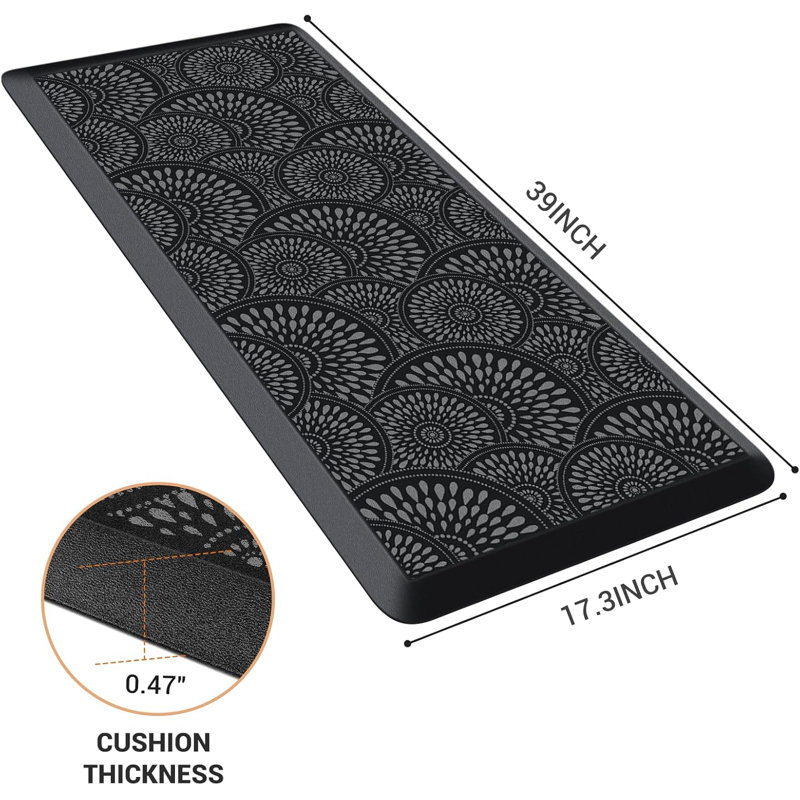 Tapis de cuisine en mousse Comfort, 39" x 17.3", Noir