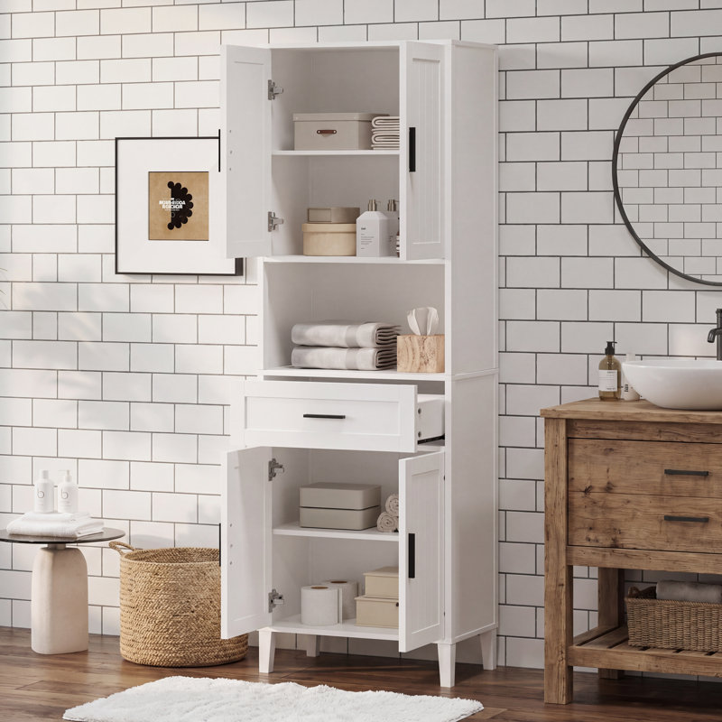 Armoire de rangement autoportante de 70,9 po de hauteur avec tiroir et portes à fermeture douce