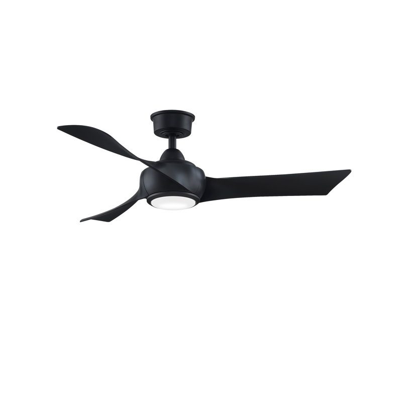 Wrap Custom 48 inch Indoor/Outdoor Ceiling Fan with LED CCT Select Light Kit - Black with Black blades, Black, Black