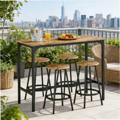 5-Piece Counter Height Bar Table And Chairs Set, Table With 4 Stools