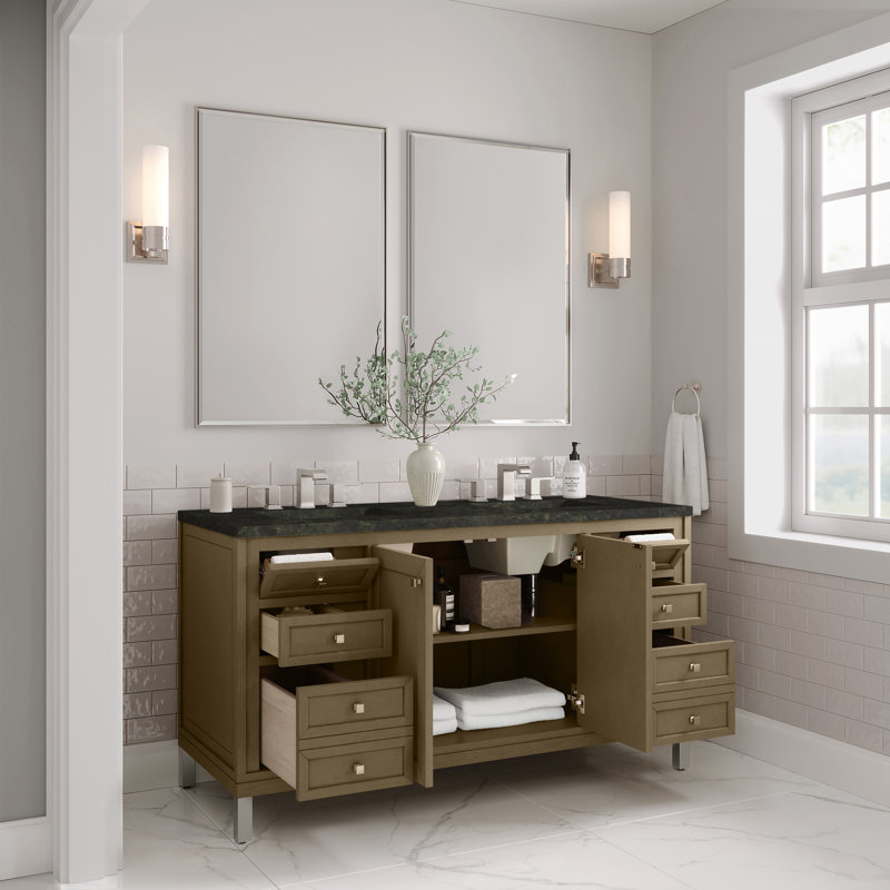 Ensemble de meuble-lavabo double 60 po Chicago, Noyer murmure, Phantome Eclos, 8 po
