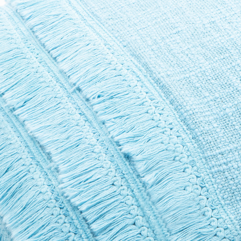 Aqua Fringed Cotton Kids Throw Pillow 18" x 18"