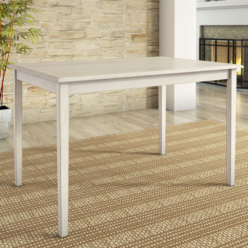 Table de salle à manger en bois massif Alexa-Mae, Blanc antique, H 30 po x l 32 po x L 48 po