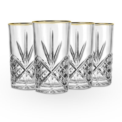 Dublin Crystal Gold Rim Highball Glass 12oz
