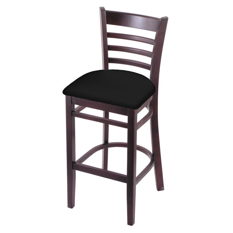 30" Bar Stool, Dark Cherry, Black Vinyl
