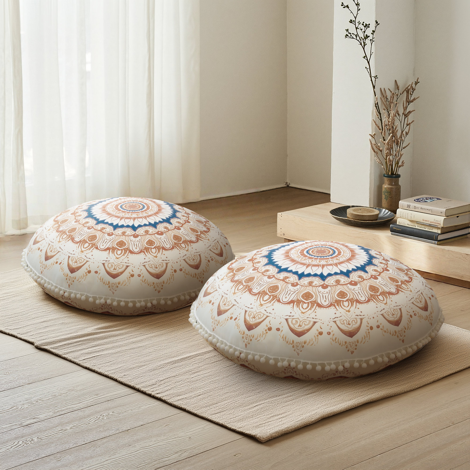 Bungalow Rose (2-Pack) 32-Inch Meditation Floor Cushion, Round Large ...