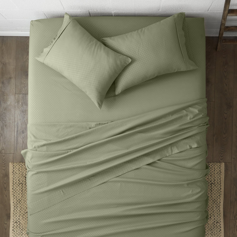 Sage Chevron Deep Pocket Full Microfiber Sheet Set