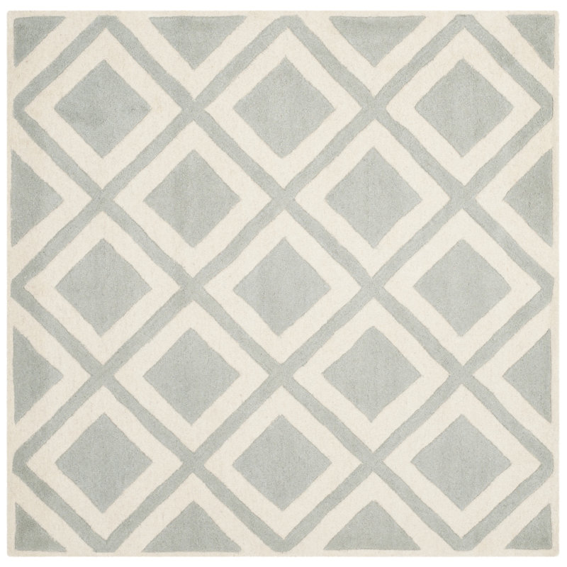 Teresita Hand Tufted Wool Geometric Rug, Square 5'