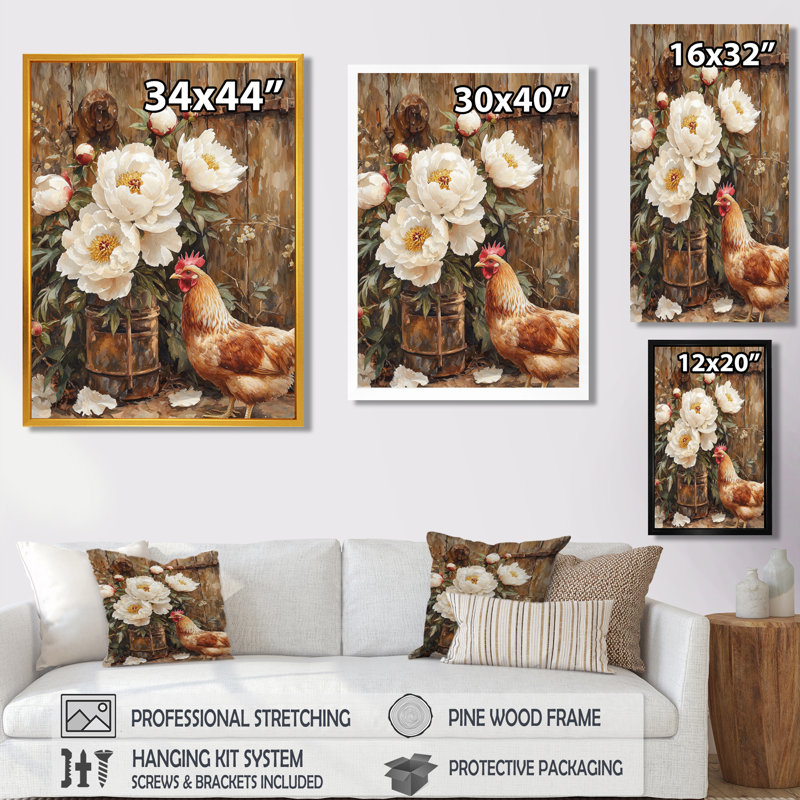 Ecker - Floral Wall Art, 44" H x 34" W, Framed Print without Mat, Gold