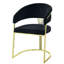 Chaise de salle à manger à accoudoirs inclinés Eggelston, velours noir et finition dorée miroitante