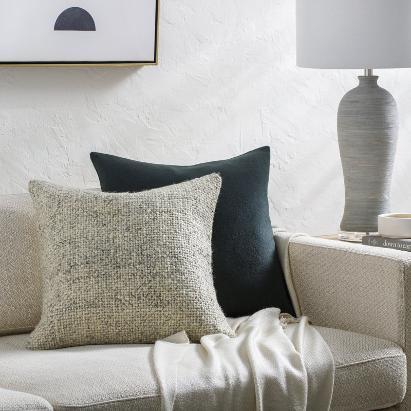 Wool Throw Pillow, 18"H x 18"W, Polyester/Polyfill, Antique White