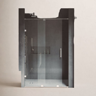 Porte de douche coulissante sans cadre avec verre transparent 3/8 po l 62-64 "x H 73" Ryland