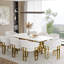 Ensemble de 5 chaises de salle à manger Glam and Luxurious White Boucle rembourrées avec pieds en or poli et accoudoirs-1405708872-1405708873