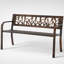 Banc de patio extérieur en métal avec dossier floral et accoudoirs Grove