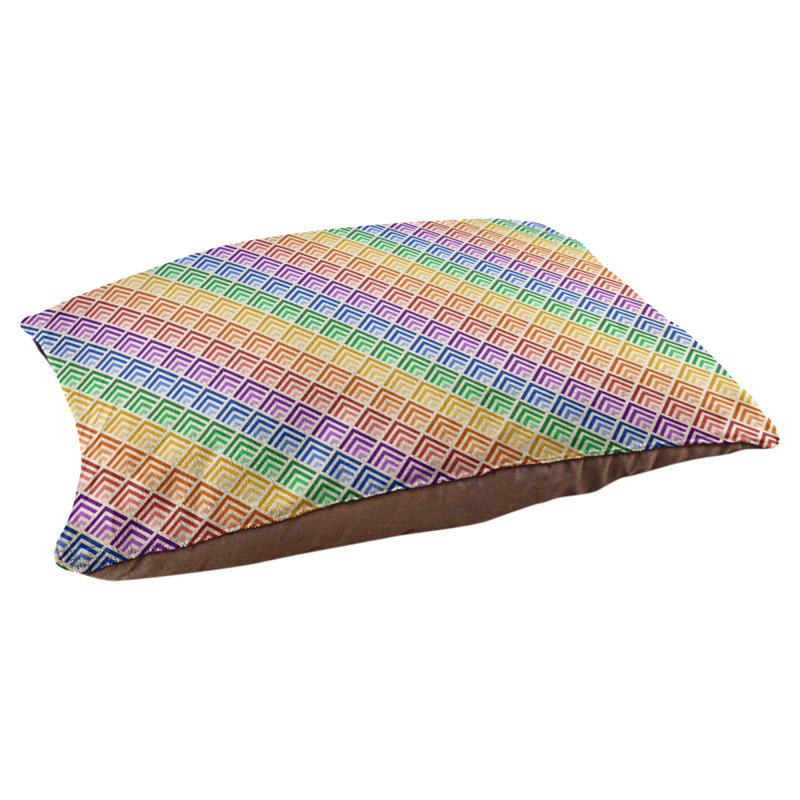 Coussin d'extérieur pour chien Campion, Moyen (L 29,5 po x P19,5 po x H 9,5 po), Jaune / violet clair / rouge