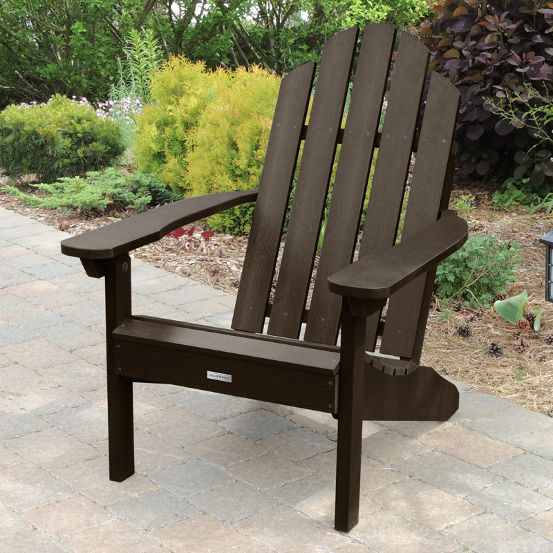 Chaise Adirondack en plastique avec table Anette, Gland de chêne vieilli