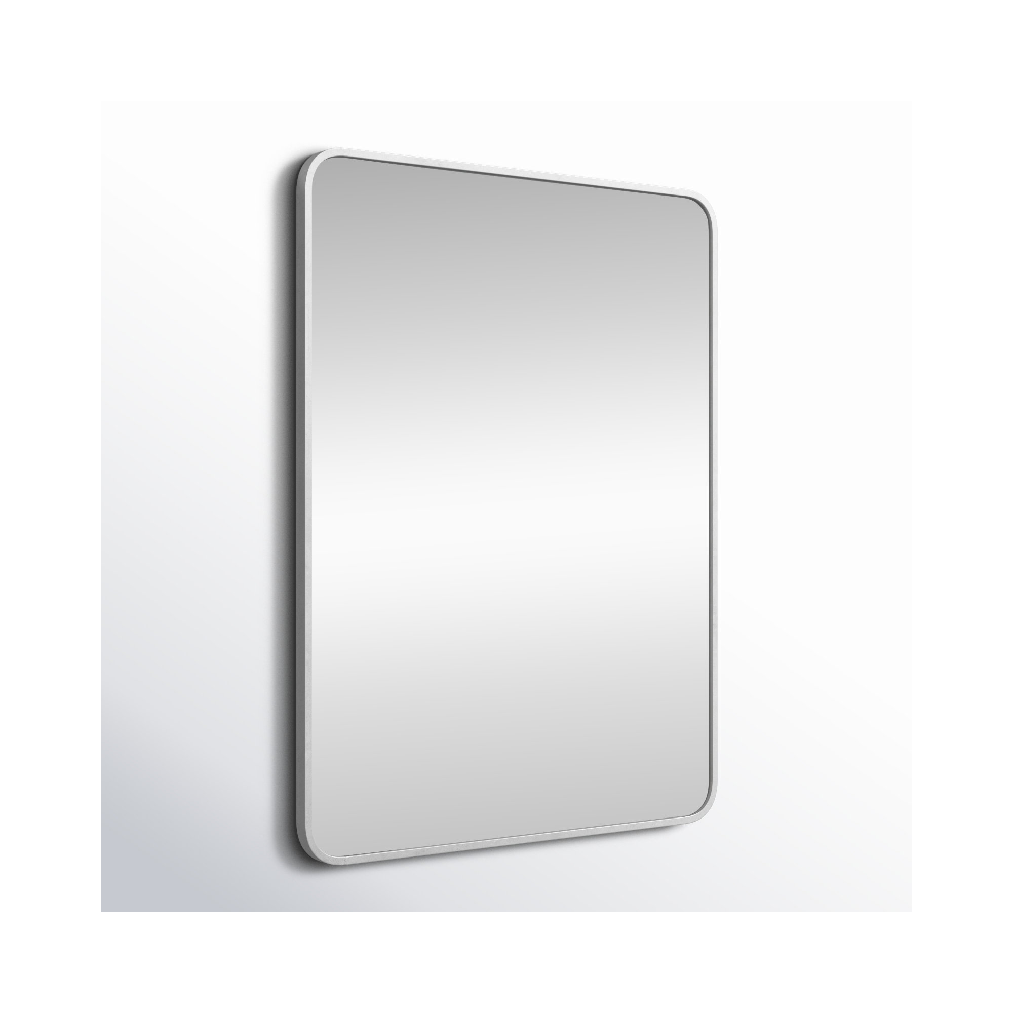Sabine Metal Rounded Rectangle Wall Mirror, Silver, 40'' H x 30'' W