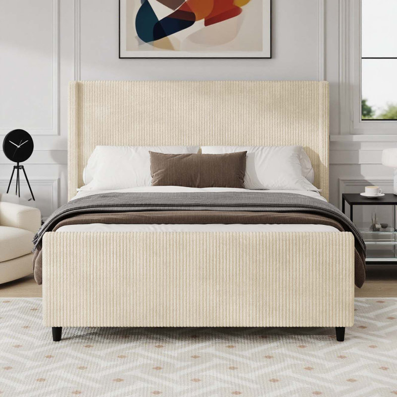 Lit tapissier Aazad, Très grand lit velours côtelé, King (50.7"H)