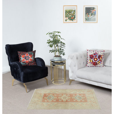 Tapis turc noué à la main délavé Milas, tapis rétro