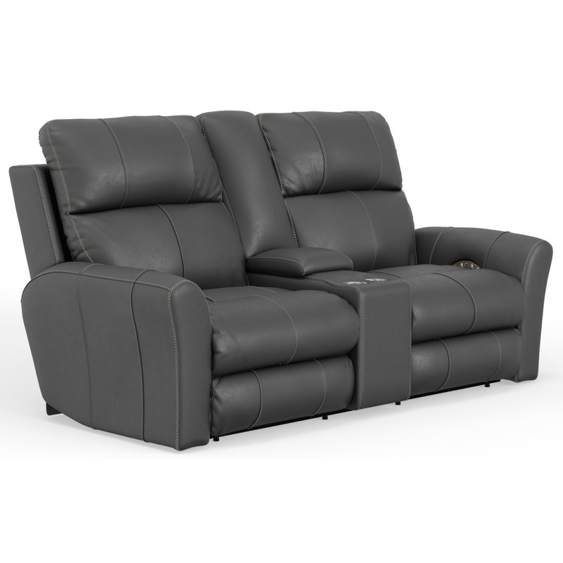 Causeuse inclinable électrique en cuir fleur Seibert, Gris