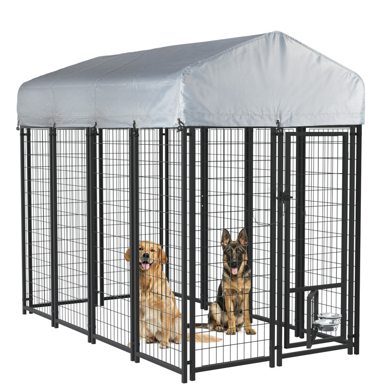 Enclos pour chien en acier, H 72,1 po x l 50,4 po x P 93 po