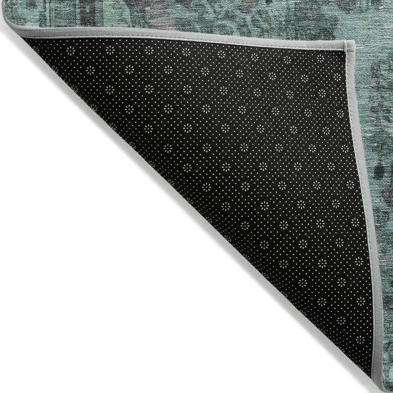 Tapis intérieur / extérieur 3 pi x 5 pi bleu et turquoise lavable Medallion