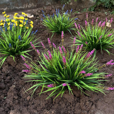 12 paquets de plantes artificielles pour l'extérieur Herbe de singe avec fleurs pour pot de jardin Véranda (fleurs roses)