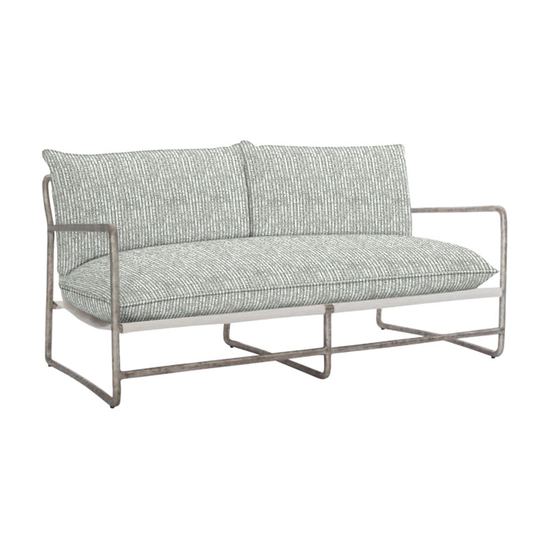Sorrento Outdoor Metal Loveseat, Lt Grey Chenille Woven Stripe 6023-010