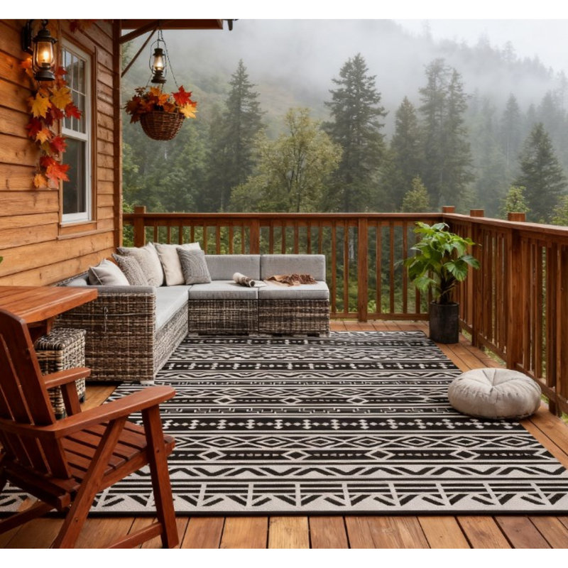 Tapis durables en polypropylène de style géométrique pour l'extérieur