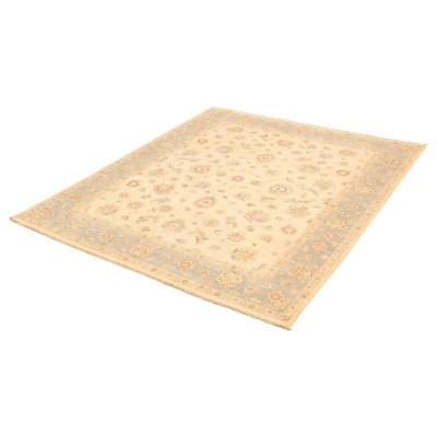 Tapis décoratif en laine de conception unique 8 pi 1 po x 9 pi 6 po noué à la main New Age en gris clair/beige