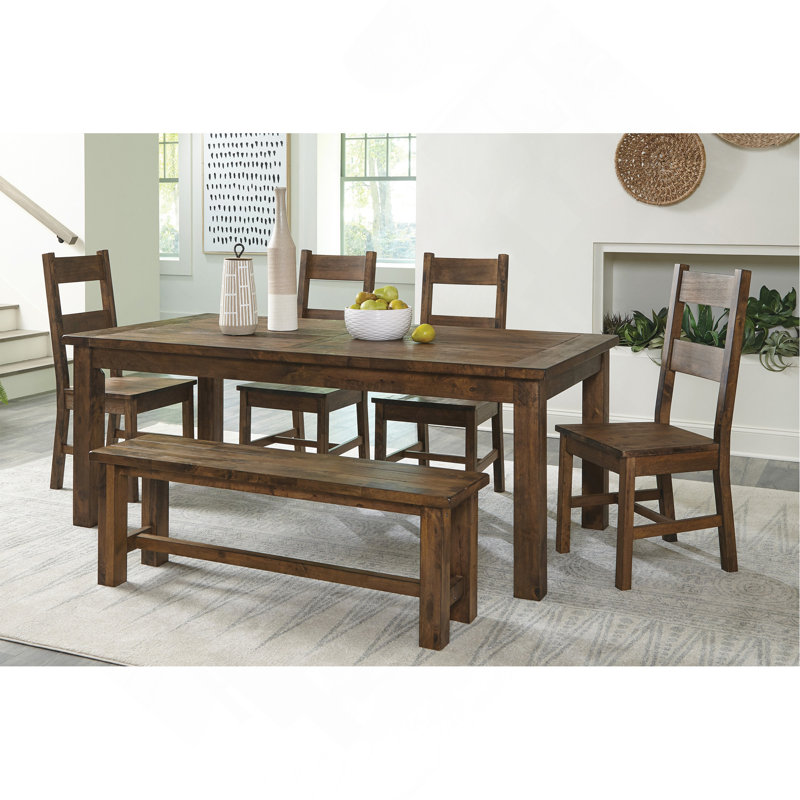 Ensemble de 2 chaises de salle à manger Classic Design transitionnel classique en bois d'hévéa massif bruni