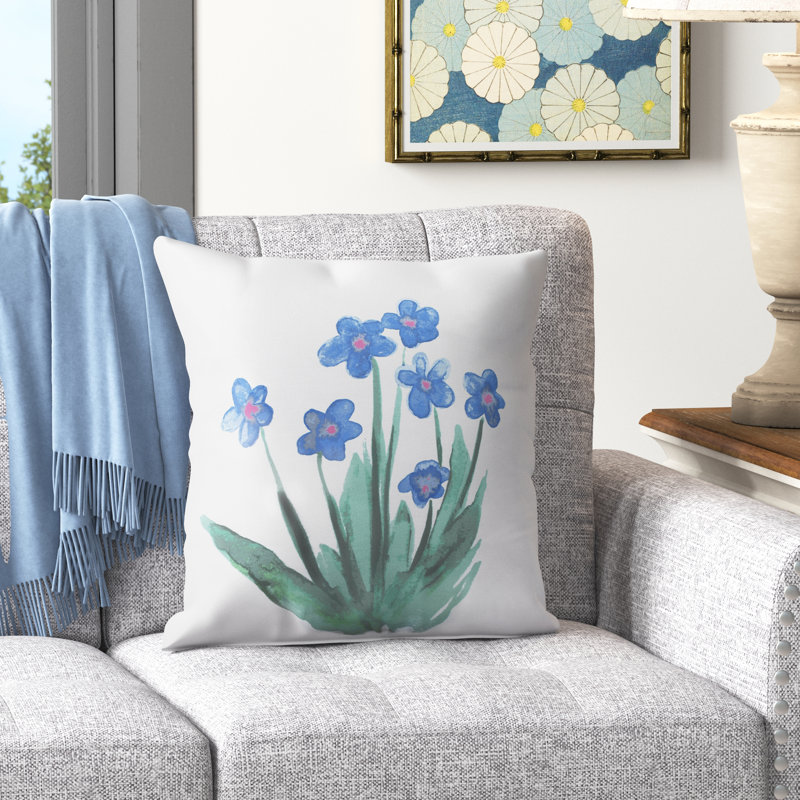 Farmers Market Floral Outdoor Reversible Throw Pillow, Light Blue, 20" x 20"