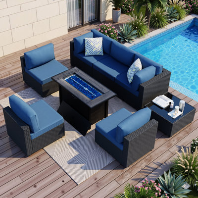 Ensemble de sièges de patio extérieur pour 6 personnes avec coussins