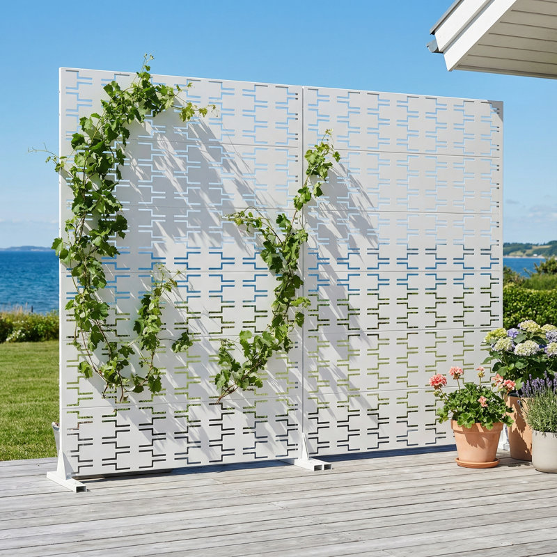Panneau de clôture en métal d'intimité H 6 pi x l 4 pi Marvin, Blanc