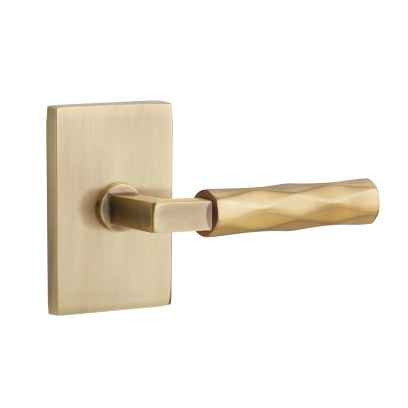 Mortaise intérieure Emtek Select Passage avec rosette rectangulaire moderne et L-Sq. Tige, levier Tribeca, Oui, Nickel satiné