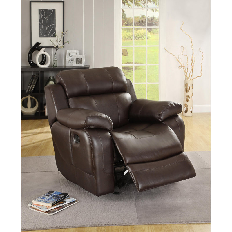 Cox Upholstered Recliner, Brown Faux Leather