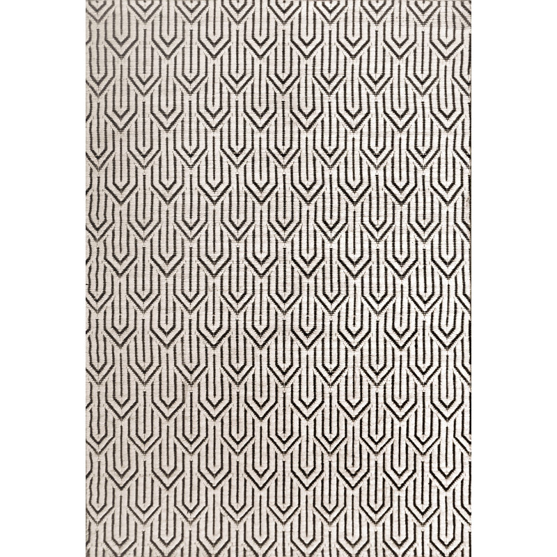 Tapis géométrique tissé à plat à la main ivoire / gris anthracite, Rectangle 8 pi x 10 pi