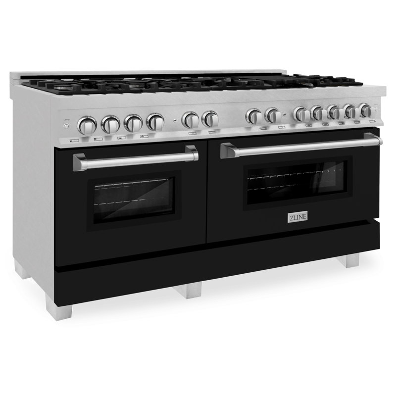 ZLINE 60" Legacy Dual Fuel Range, Satin Stainless Steel and Black Matte