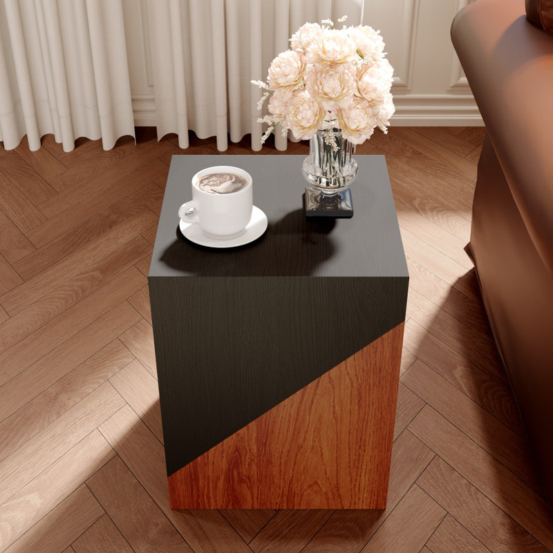 Black Brown Block End Table, Brown