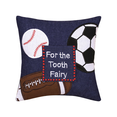 6" x 6" "For the Tooth Fairy" Embroidered Petite Size Accent Throw Pillow