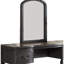 Meuble-lavabo de chambre à coucher gris antique avec tiroirs de rangement et tabouret à garniture cloutée