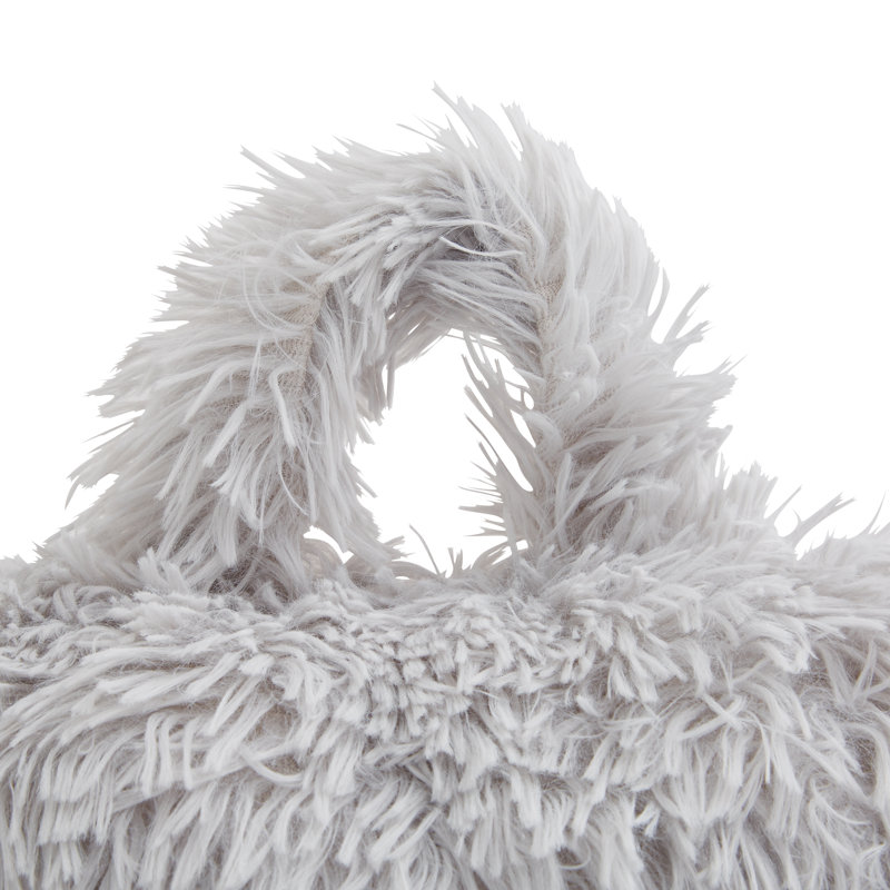Cuddly Deep Pile Faux Fur High Back Cuddle Cushion Back Rest, Silver