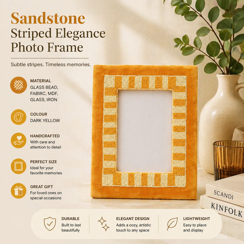 Beads Picture Frame, Yellow/White