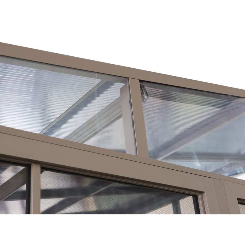Gazebo Penguin Florence 2,4 m x 4,9 m, Solarium mural avec toit en polycarbonate - Sable, Brun