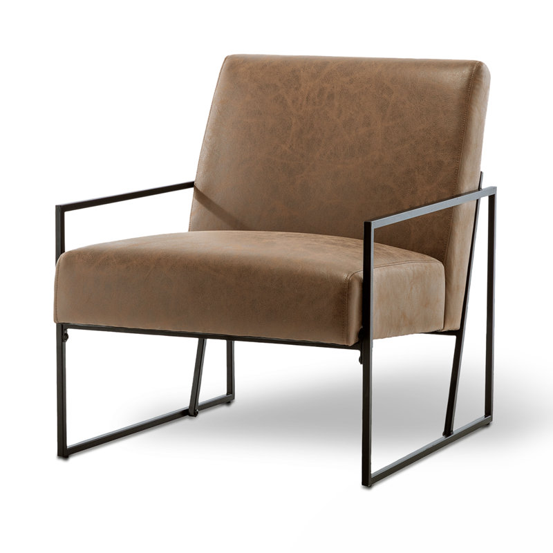 Fauteuil d'appoint en métal Ricci, Similicuir brun